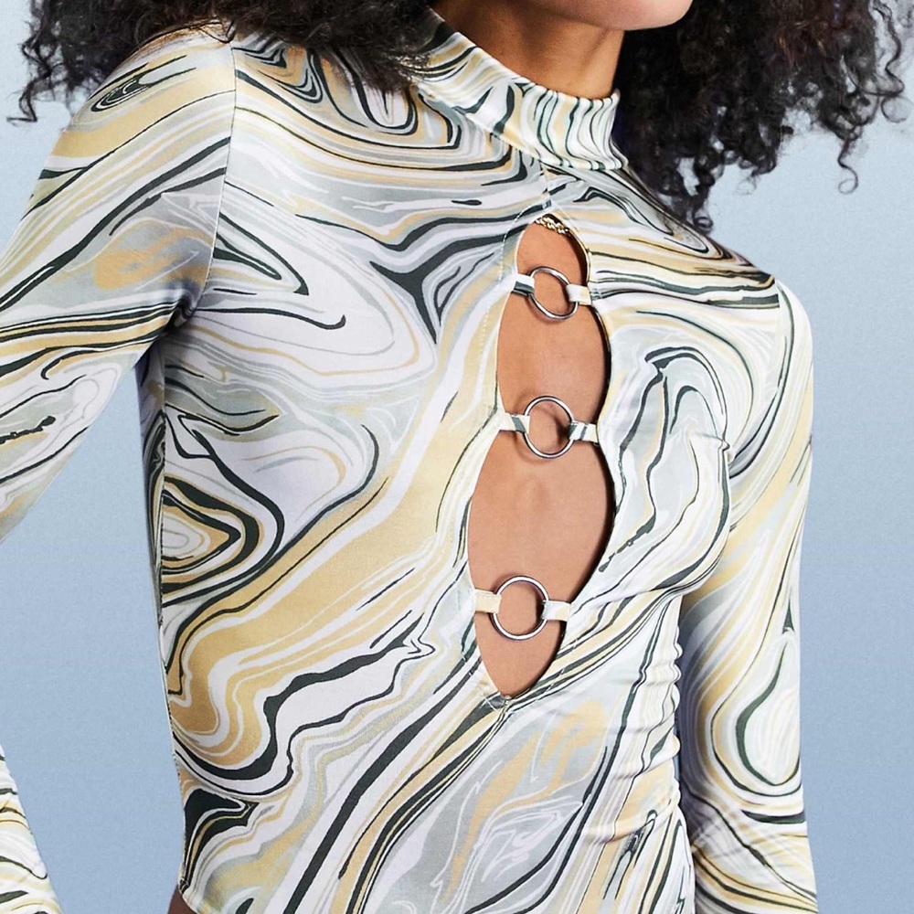 Stylish Marble Print Women’s Top